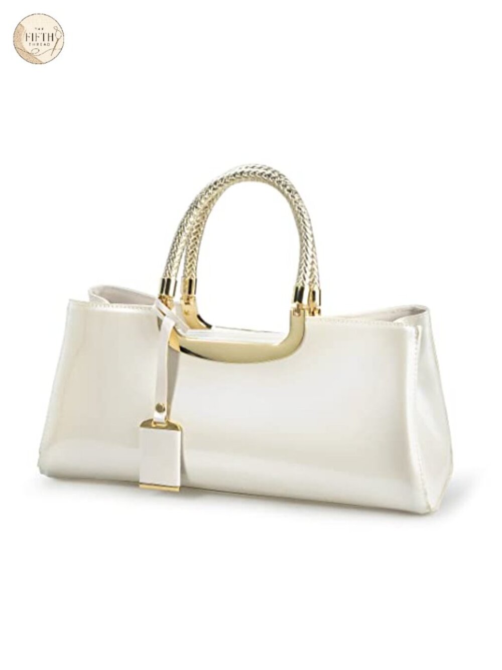 Glossy Faux Patent Leather Structured Satchel Shoulder Handbag Evening Party
